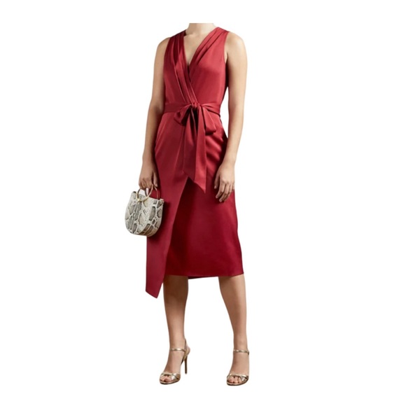Ted Baker Dresses & Skirts - Ted Baker Red Chrisey Fixed Wrap Midi Dress-Ted Baker Size 2 (US 6)